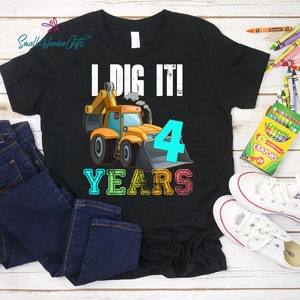 4th Birthday Shirt Boy, Construction Boy Fourth Birthday 4 Year Old ...