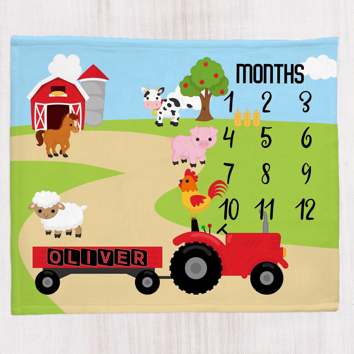 Farm Milestone Blanket Cute Animal Baby Blanket Minky Etsy
