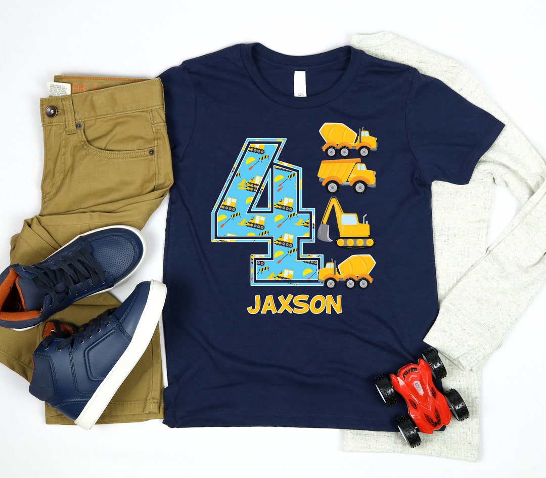 PERSONALIZED Construction Birthday Shirt, 4 Year Old Birthday Boy ...