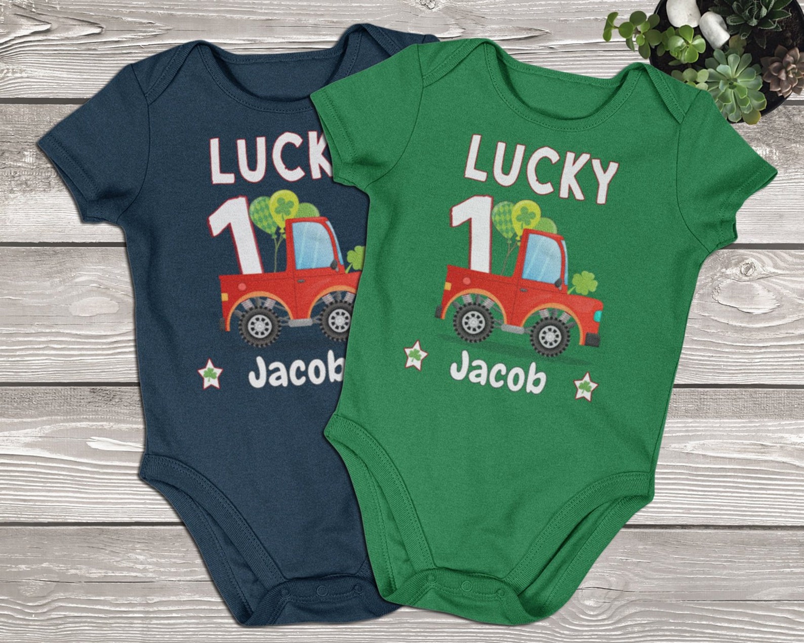Lucky One First Birthday Bodysuit Birthday Boy Truck Outfit Etsy