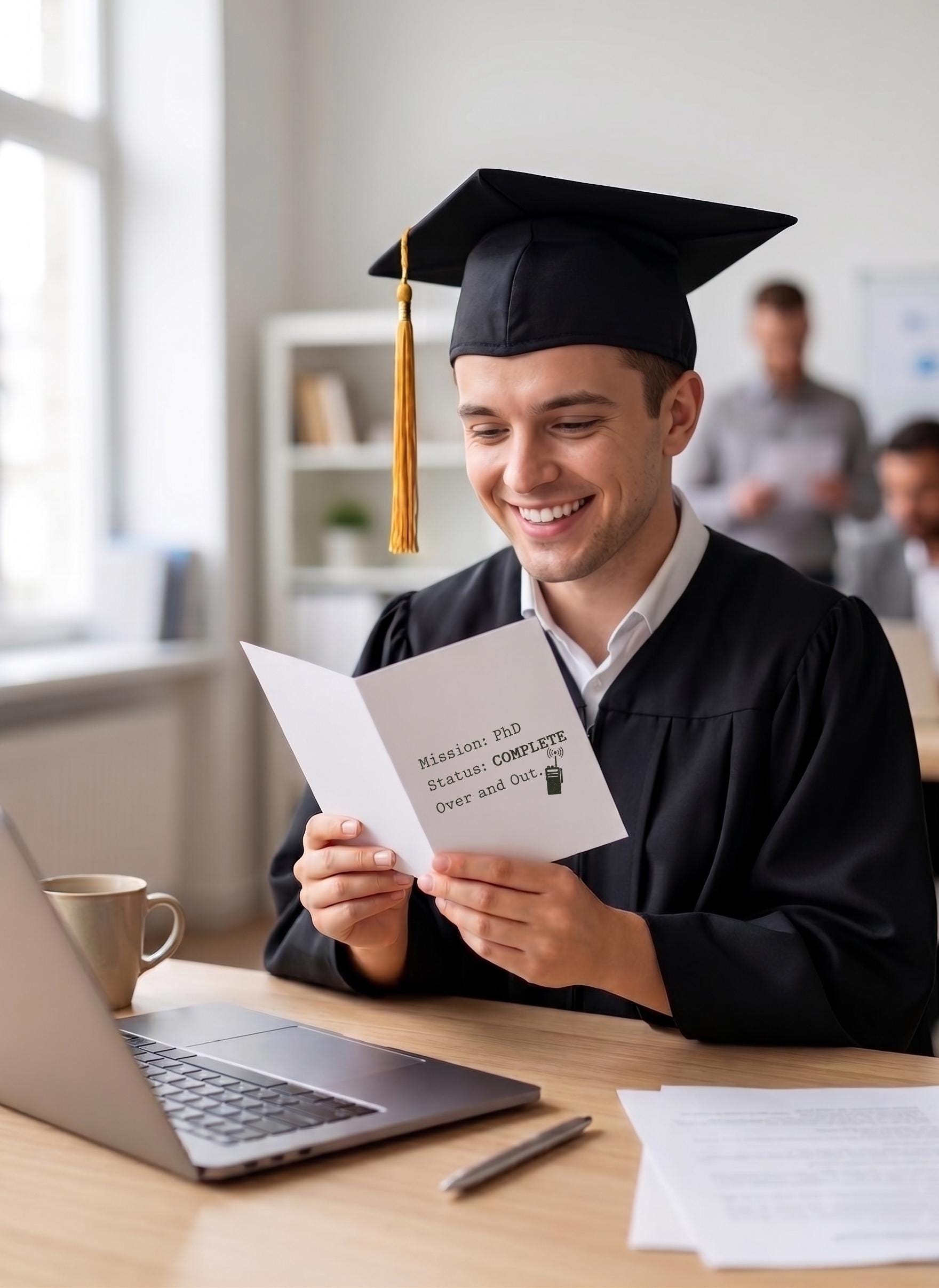 Dissertation Card Phd Graduation Card Funny Mission Complete Doctorate Gift Dissertation ...