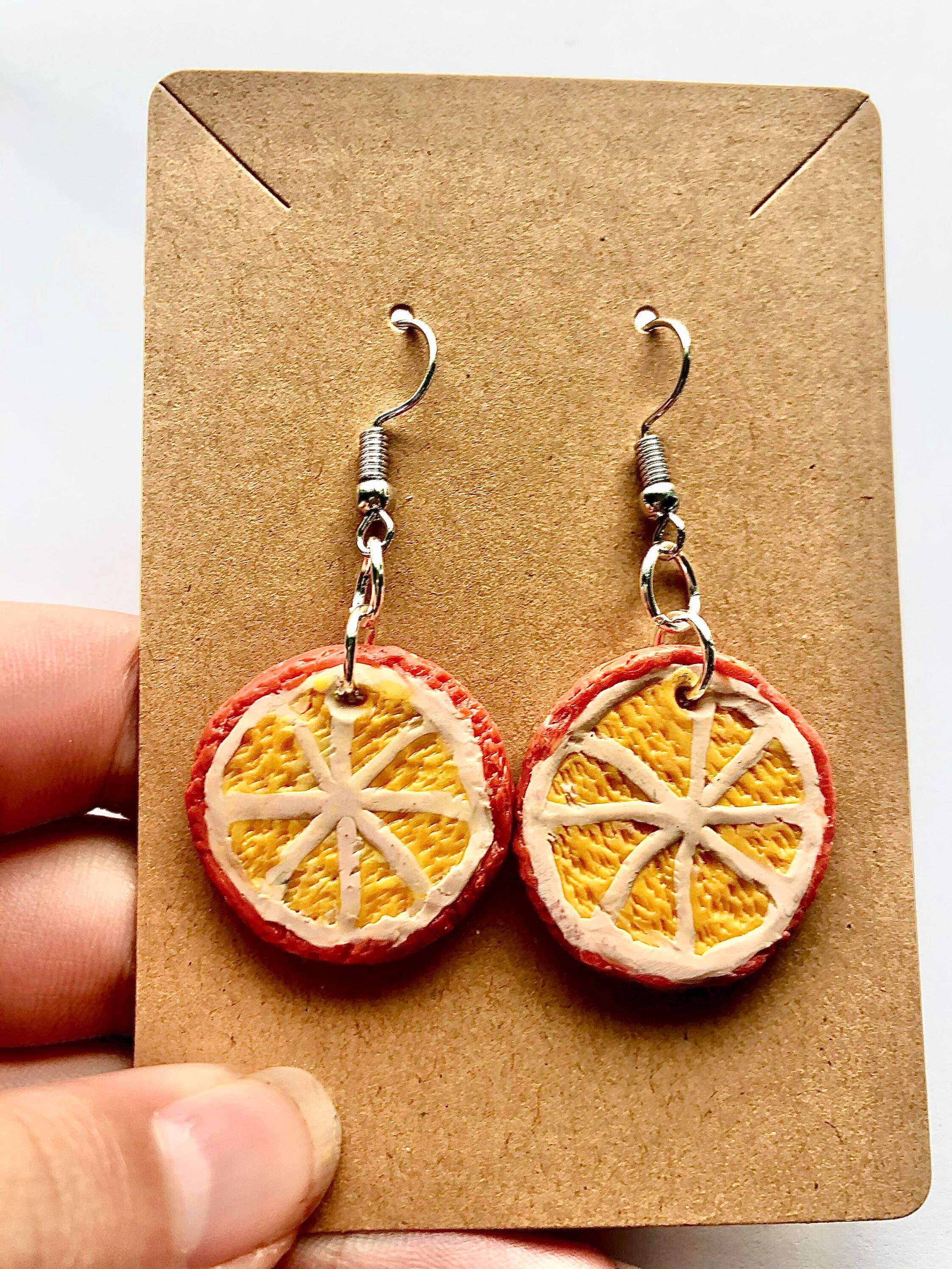 Orange slice earrings orange earrings fruit earrings Etsy