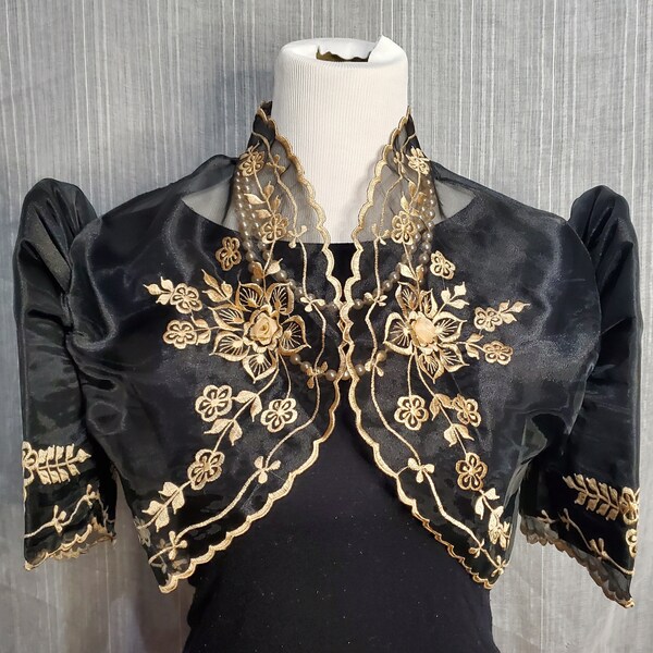 Embroidered Bolero with Butterfly Sleeves Traditional Filipiniana Attire Brand New FREE U.S. Shipping