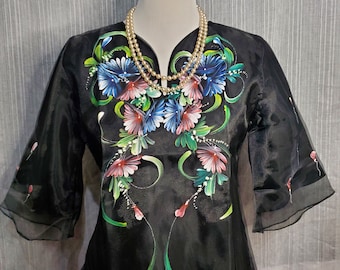 Handpainted Tunic Ladies Barong Traditional Maria Clara Filipiniana Attire Brand New FREE U.S. Shipping