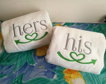 Monogrammed Embroidered 2-Pc. BATH Towel Set Custom Wedding Gift  - FREE U.S. Shipping