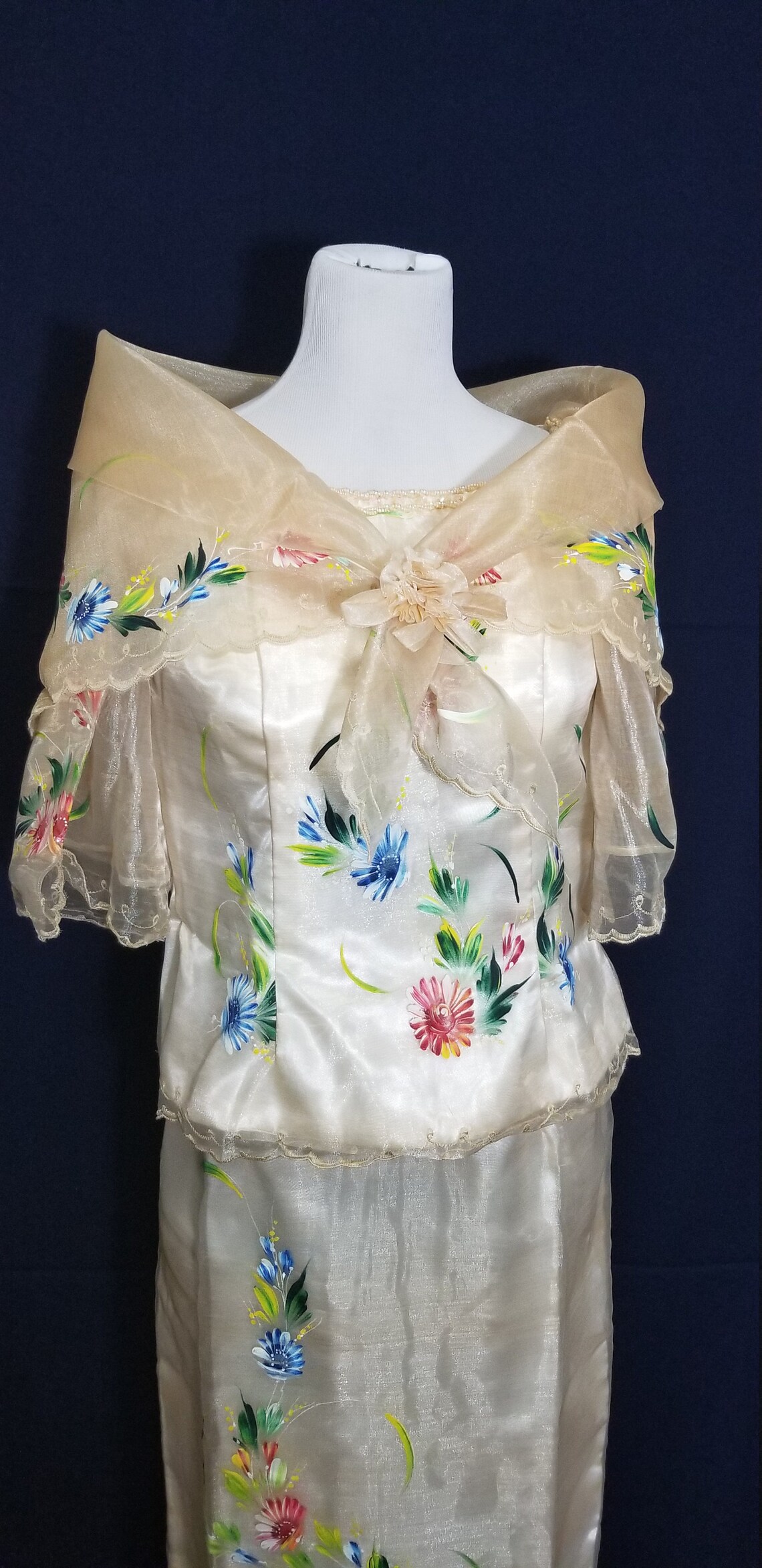 Handpainted Beaded Embroidered Filipiniana Traditional Ladies Etsy