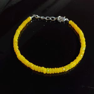 Fire Feceted Yellow Opal Gemstone Beaded Bracelet, Natural Ethiopian Fire Opal Beads Bracelet, October Birthstone Handmade Jewelry.