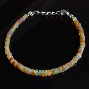 Top Natural fire opal beaded necklace for women, Vintage fire opal beaded bracelet, Minimalist bracelet, AAA Ethiopian opal bracelet for her