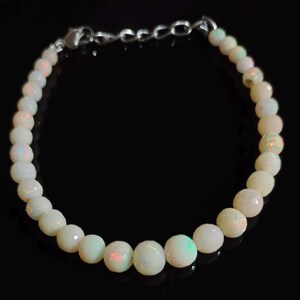 Natural Feceted Fire opal bolls beaded necklace for women, Vintage fire opal beaded bracelet, AAA Ethiopian opal bracelet for her