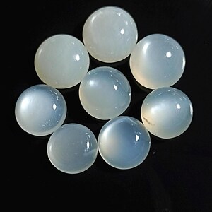 8 PCS Round White Moonstone Flat Back Cabochon , Loose Natural Gemstone, White Moonstone Cabochon for Jewelry.42.90.cts.Size.10MM to 11MM