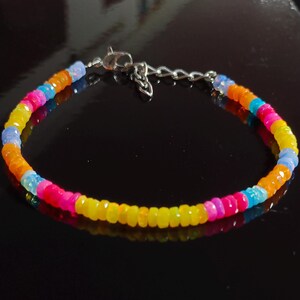Top Multi Fire Ethiopian Disco Multi Opal beaded Bracelet for women, Vintage fire opal beaded bracelet, AAA Ethiopian opal bracelet for her