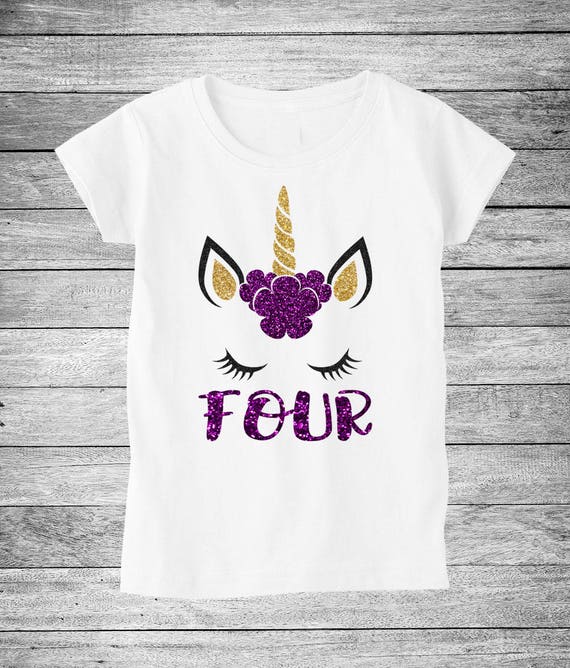 Four Unicorn Birthday Shirt Unicorn Shirt Four Birthday | Etsy