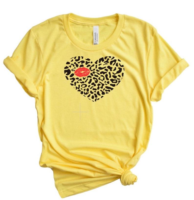 Valentine\u2019s Day gift Lips Shirt Valentine\u2019s Day Shirt Heart Shirt Leopard Heart shirt