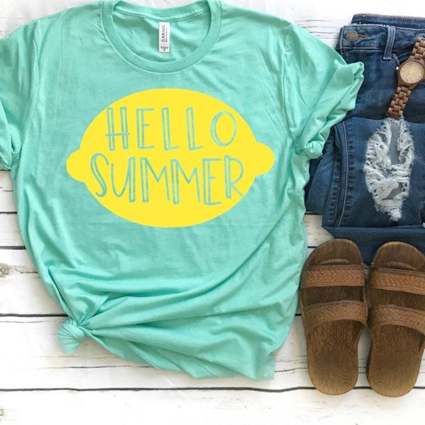 Hello Summer Lemon T-shirt, Summer Time, Vacay Life, Lemon T-Shirt, Hello Summer Tee, Summer Vibes
