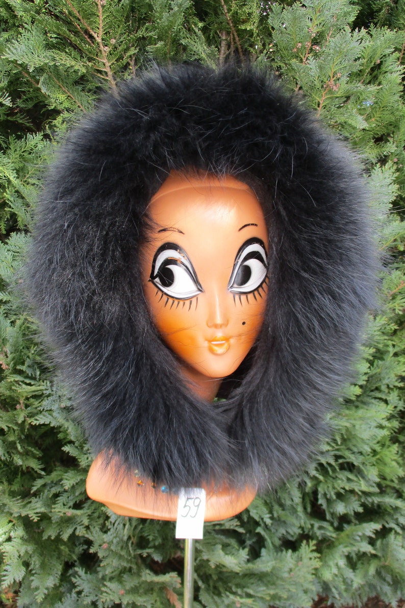 Hooded trim fur stripes Finnraccoon black hooded stripes