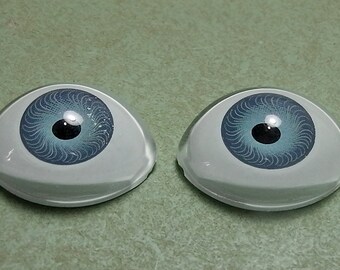 Vintage doll eyes, acrylic doll eyes, blue, lens shape, eyes replacement, 0.79" x 0.55" / 20 x 14 mm, paperweight eye, expressive