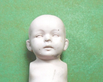 Antique Baby torso for all bisque doll, dollhouse doll boy body, unpainted  1910s Hertwig & Co., Thuringia, Germany 2.98" - 76mm