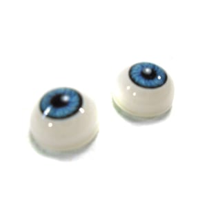 Doll eyes, vintage pair of half ball acrylic BJD eyes, blue, 0.39&quot; / 10 mm, realistic eyes, BJD Glastic Fantasy doll eyes FL10