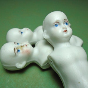 antique all bisque dolls, dollhouse size, lot 3 x antique German painted dolls, porcelain doll, circa 1880, 2.84&quot; Doll parts, Doll repair