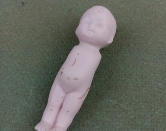 Muñeca miniatura antigua, muñeca de porcelana para casa de muñecas, muñeca bebé antigua, Hertwig & Co., Turingia, Alemania, 70 mm (2,78")
