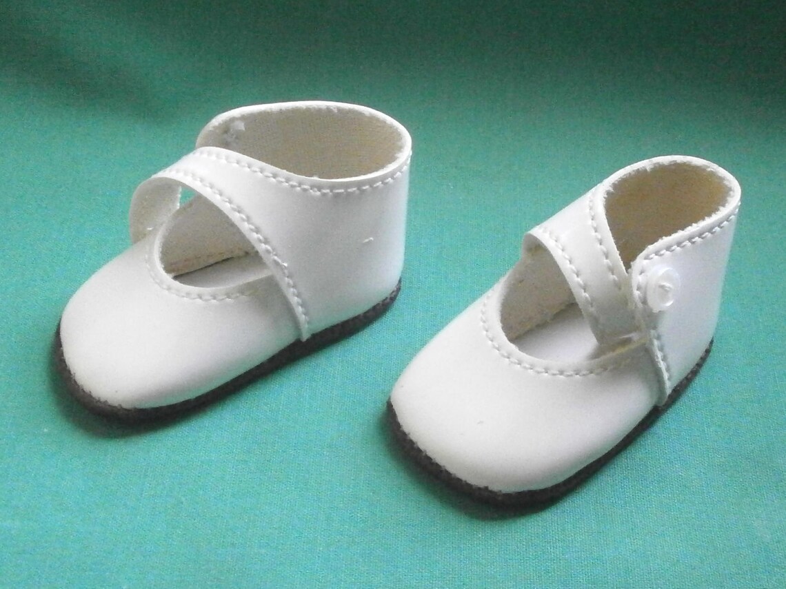 Doll Shoes White Faux Leather Pair of White Doll Shoes Etsy