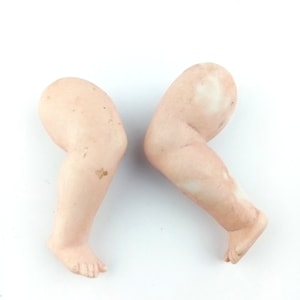 Antique doll legs, dollhouse baby doll legs, bisque porcelain, 3.15&quot; x 1.14&quot;, 1910s, Germany, doll repair & making
