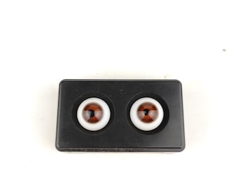 Vintage Brown Glass Doll Eyes: 15mm, Made in Germany, 1940s