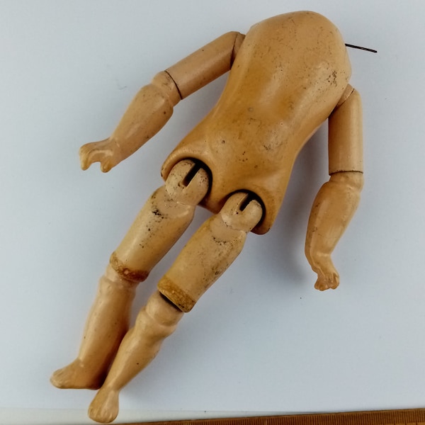 Corpo de boneca vintage, articulado, composição, 7,8" / 20 cm, substituição de corpo de boneca, reparo de boneca, corpo de pulso rígido, cabeça de boneca de porcelana