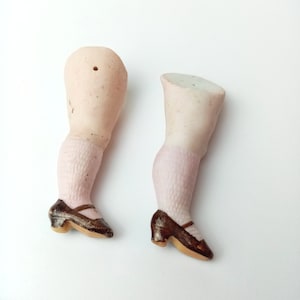 Piernas de muñeca de porcelana antigua, totalmente de porcelana bisqué, muñeca de casa de muñecas alemana, 2,87&quot; x 1,02&quot;, fabricación de muñecas de la década de 1900, reparación de piezas de muñecas