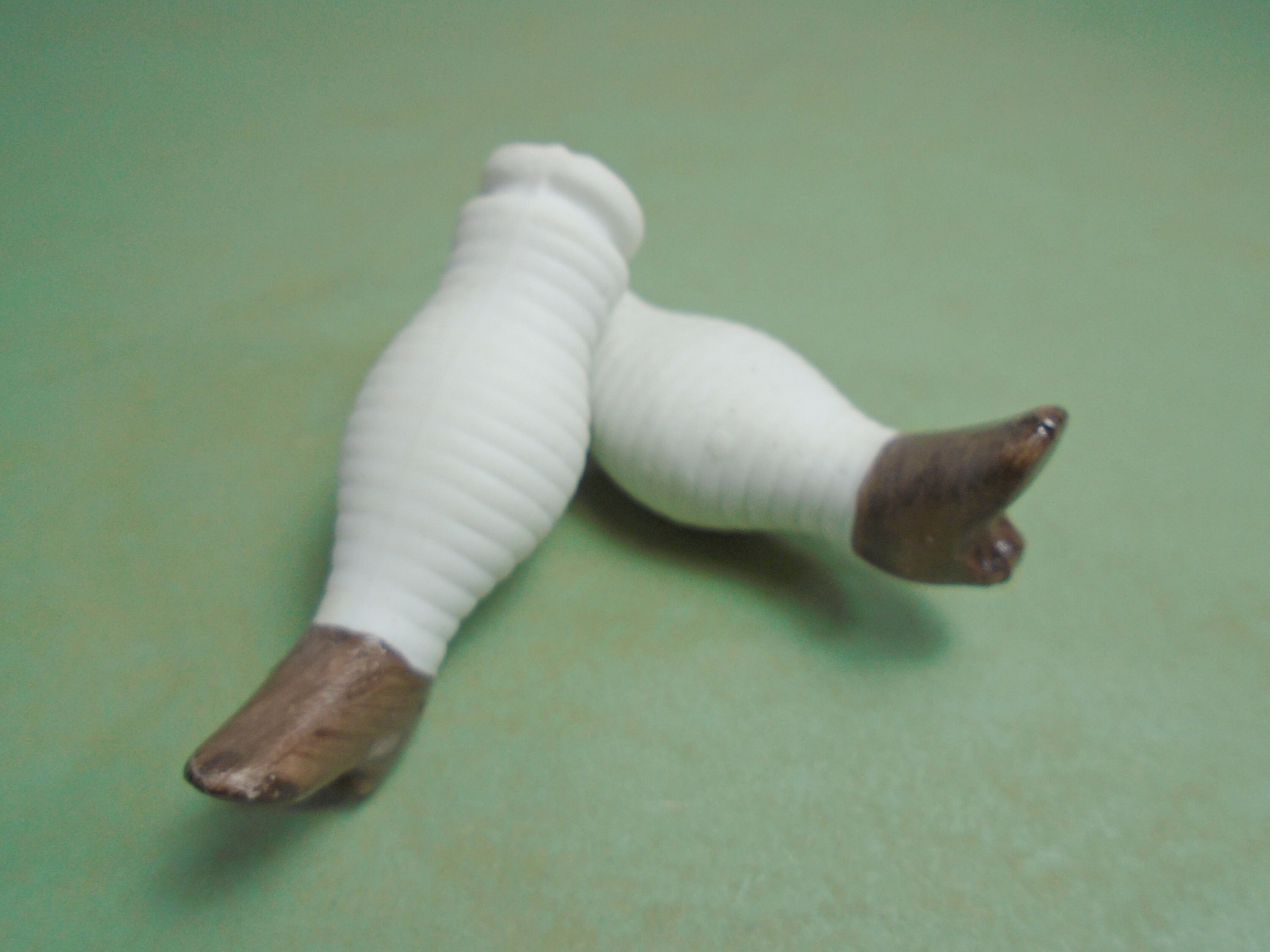Antique China Head Doll Legs With Molded Socks, to Tie in 2.24