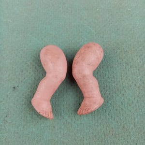 Turtle mark dolls legs, celluloid legs, Miniature dolls part, size 11, baby doll legs, dollhouse doll, Germany, Vintage