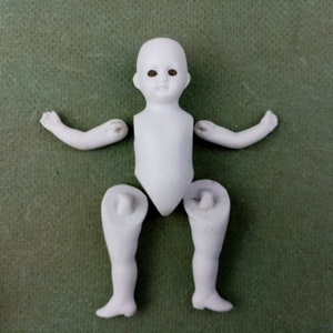 Antique dollhouse doll, bisque porcelain, Hertwig, 1910s Hertwig & Co., approx. 4.33&quot; / 11 cm, marked 510/2, Germany