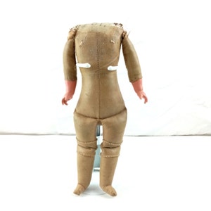 Antique doll body waxed cloth , small Faux Leather body with celluloid arms, 9.84&quot; / 25 cm tall, circa 1900, Germany
