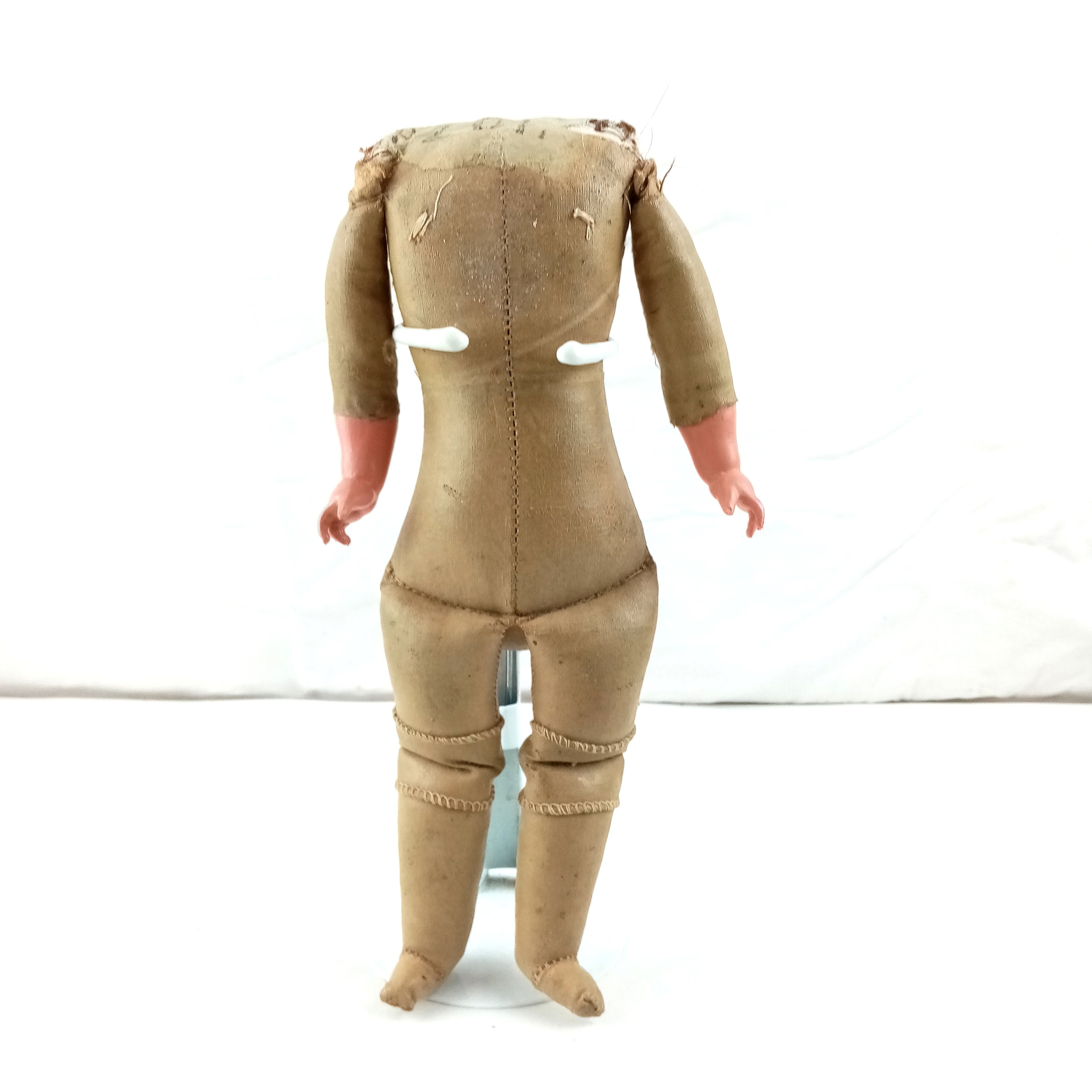 Antique Doll Body, Waxed Cloth, Faux Leather, Celluloid Arms, Germany, 9.84"