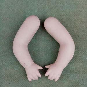 Reproduction dolls arms, pair dolls  arms, bisque porcelain, Vintage Porcelain doll, doll making, 4.33"