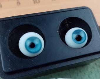 Vintage Blue Glass Doll Eyes, 9mm, Lauscha Germany