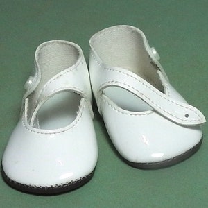 vintage Doll shoes, white doll shoes, patent leather imitation, 2.75&quot;, made in Germany, Doll making
