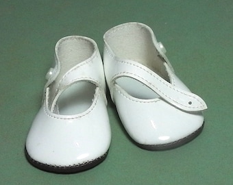 vintage Doll shoes, white doll shoes, patent leather imitation, 2.75", made in Germany, Doll making