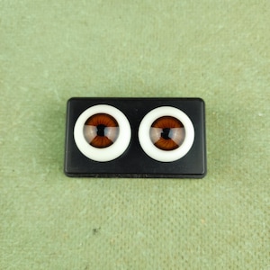 Antique glass eyes, doll eyes, dark brown, eye size 0.87&quot;/ 22 mm, doll eyes, 1930s, Lauscha Germany, used
