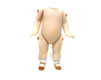 Antique doll body, all bisque dollhouse doll body, straight legs, doll repair body, 1920s Limbach AG, Thuringia, Germany, 4.4 inch / 112 mm