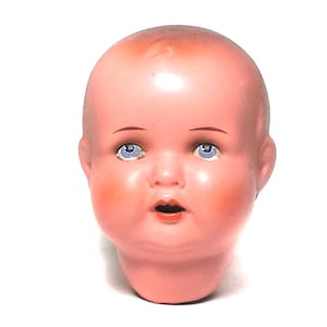 Poppenhoofd, compositie babyhoofd, pop uit de jaren 20, HW Heinrich Handwerck jr., Thüringen, Duitsland, poppenreparatie, vervangend hoofd, blauwe ogen