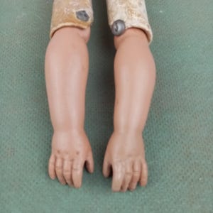 Antique Doll Arm Replacement: Celluloid & Leather, Turtle Mark, 1920s