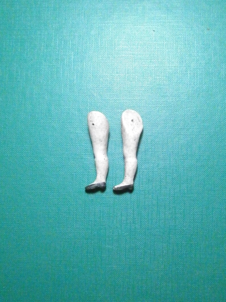 1910s Germany bisque porcelain dollhouse doll legs 1.9 x 0.55 porcelain doll parts rare slim french style doll legs