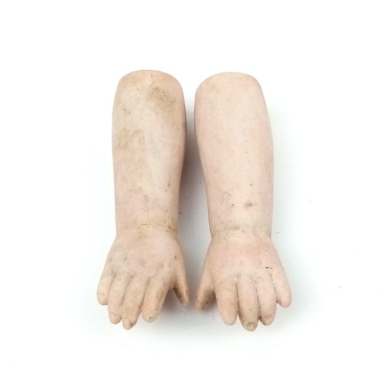 Antique Doll Arms, Lower Arms Bisque Porcelain, 3.2