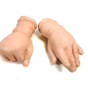Doll hands for baby dolls, Baby fists, bisque porcelain, 1.8&quot;, Vintage Artist reproduction 1980, Germany, Artist Doll maker
