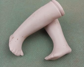 Doll legs for Artist reproduction, porcelain Doll legs, Artist Doll making, Character Dolls, vintage, 1990s, Germany, 4.0" / 101 mm