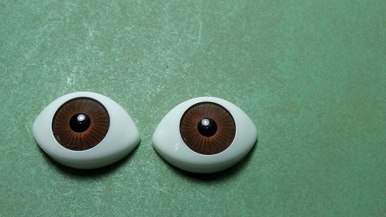 doll repair Vintage lens shape 23 x 15 mm replacement doll eyes acrylic doll eyes brown Vintage Doll eyes