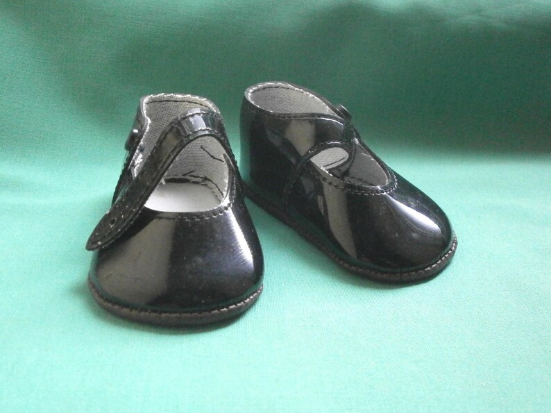 Dolls Shoes Pair of Black Doll Shoes Patent Leather Etsy UK