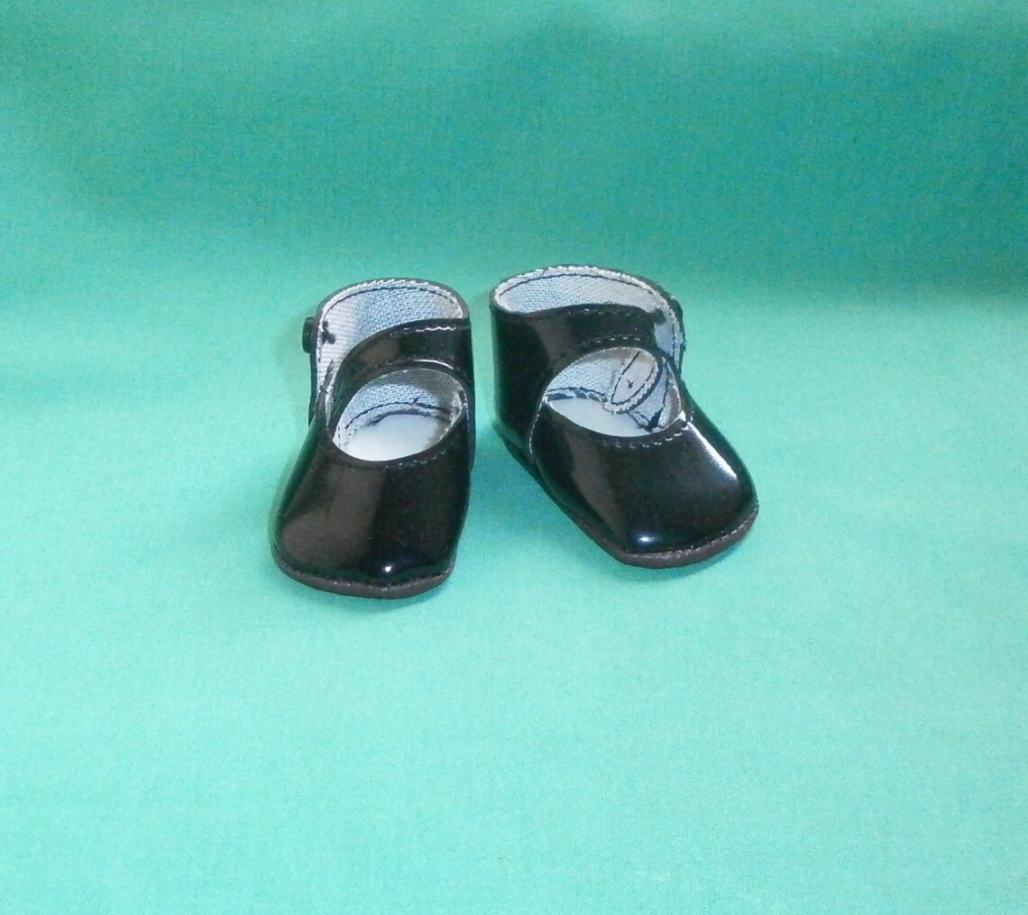 Dolls Shoes Pair of Black Doll Shoes Patent Leather Etsy UK