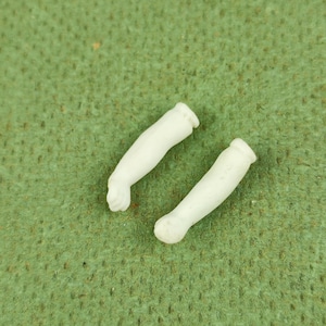 Doll lower arms, bisque porcelain arms, Miniature China head doll, 0.9&quot; to tie in, antique and vintage doll repair, leather body doll part